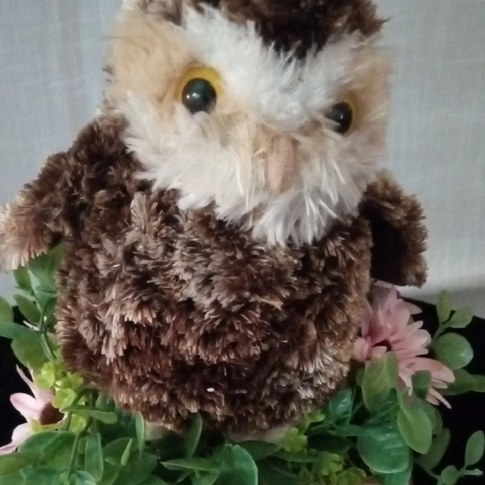 Handmade Rustic Woodland Owl Faux Floral Centerpiece 11.25